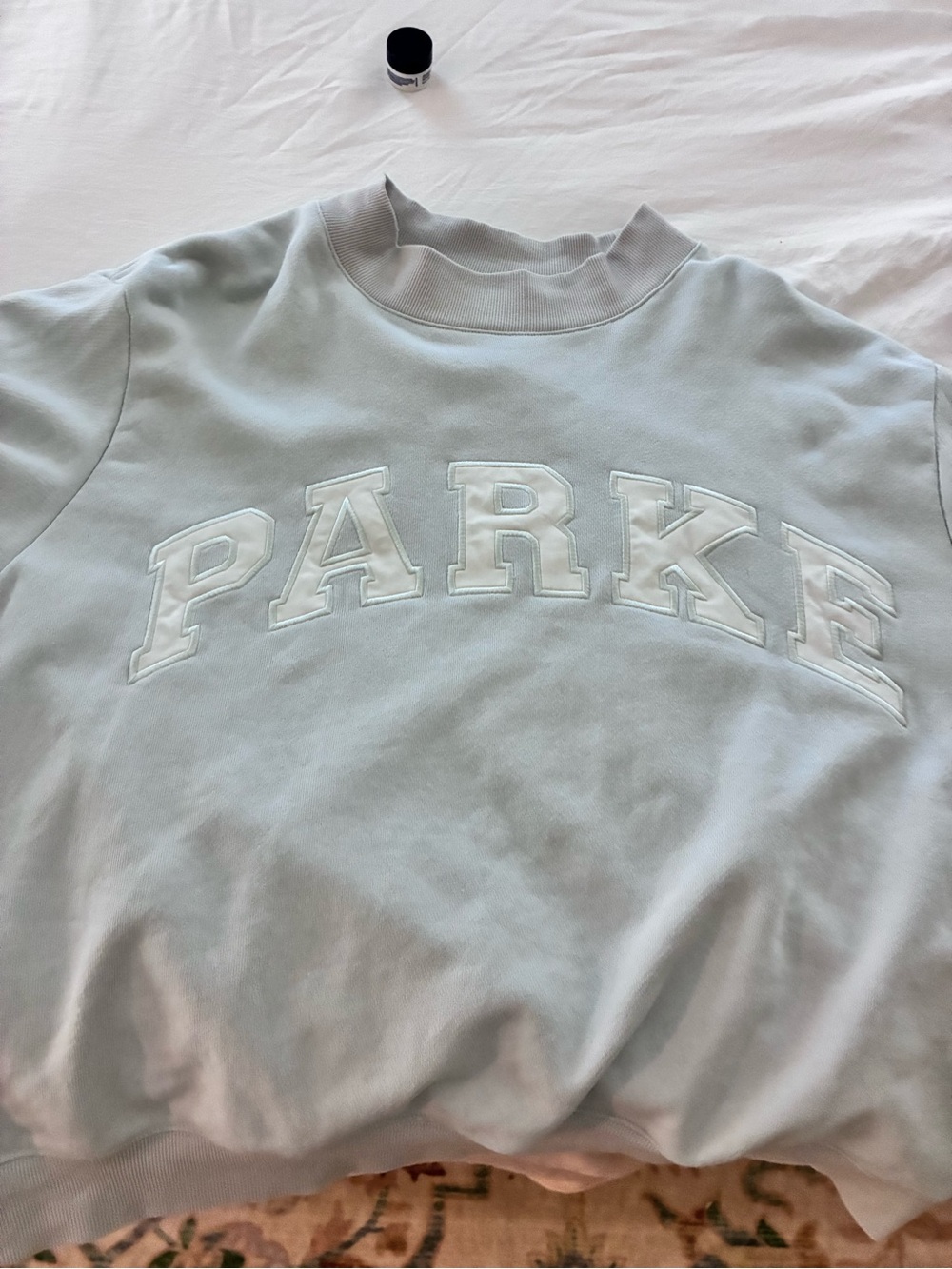 Parker Pale Blue Crewneck Sweatshirt with Appliqué Logo